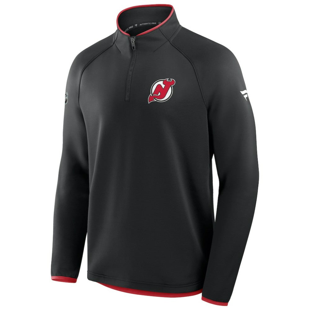New Jersey Devils Fanatics Authentic Pro Rink Raglan Quarter-Zip Pullover