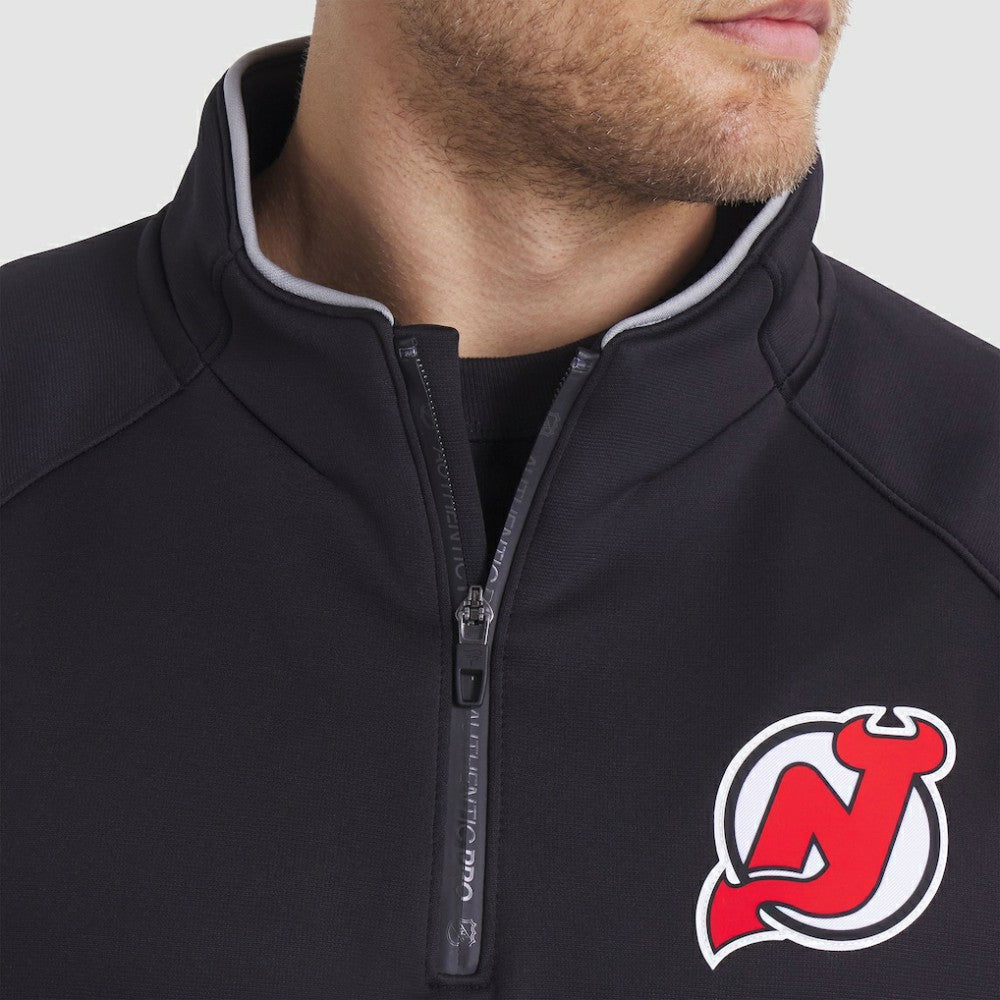 New Jersey Devils Fanatics Authentic Pro Rink Raglan Quarter-Zip Pullover