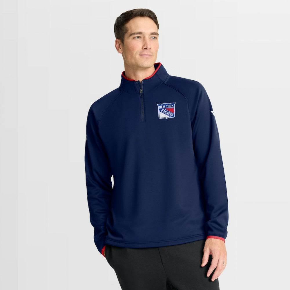 New York Rangers Fanatics Authentic Pro Rink Raglan Quarter-Zip Pullover