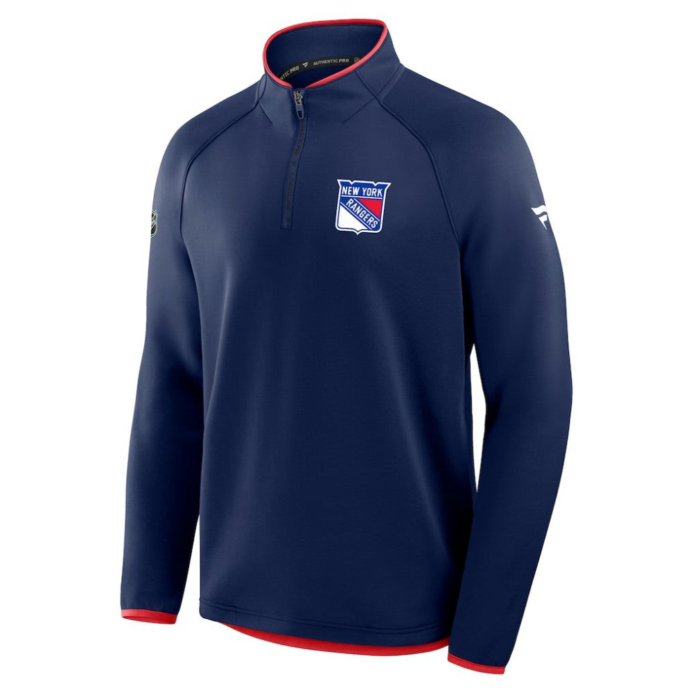New York Rangers Fanatics Authentic Pro Rink Raglan Quarter-Zip Pullover
