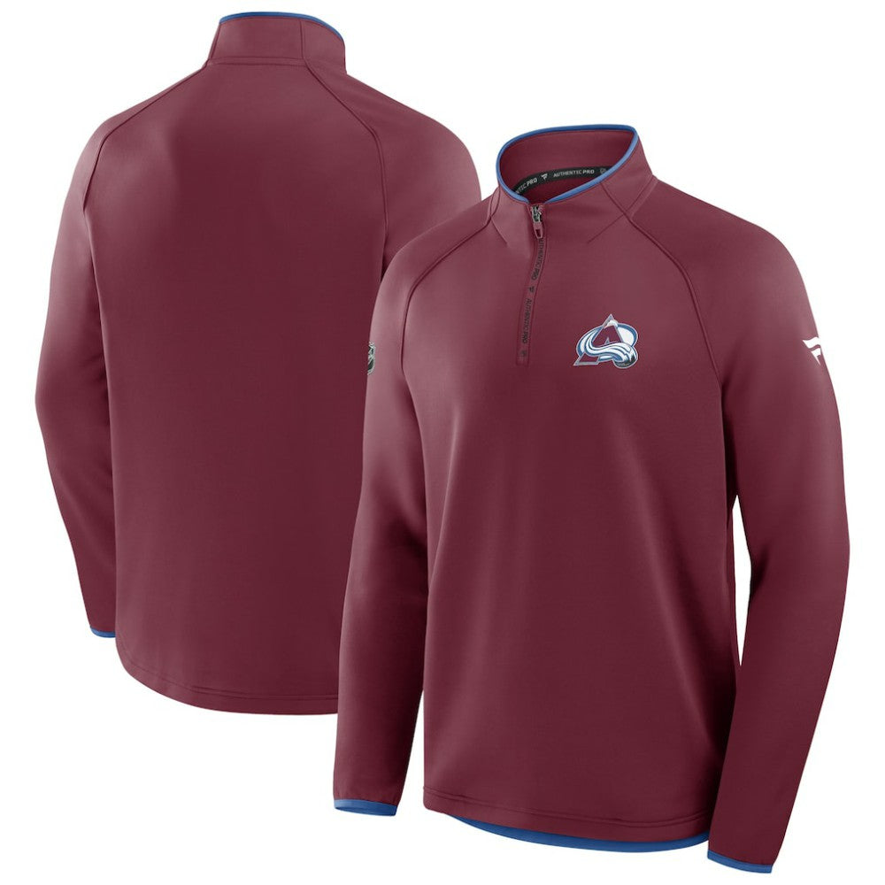 Colorado Avalanche Fanatics Authentic Pro Rink Raglan Quarter-Zip Pullover