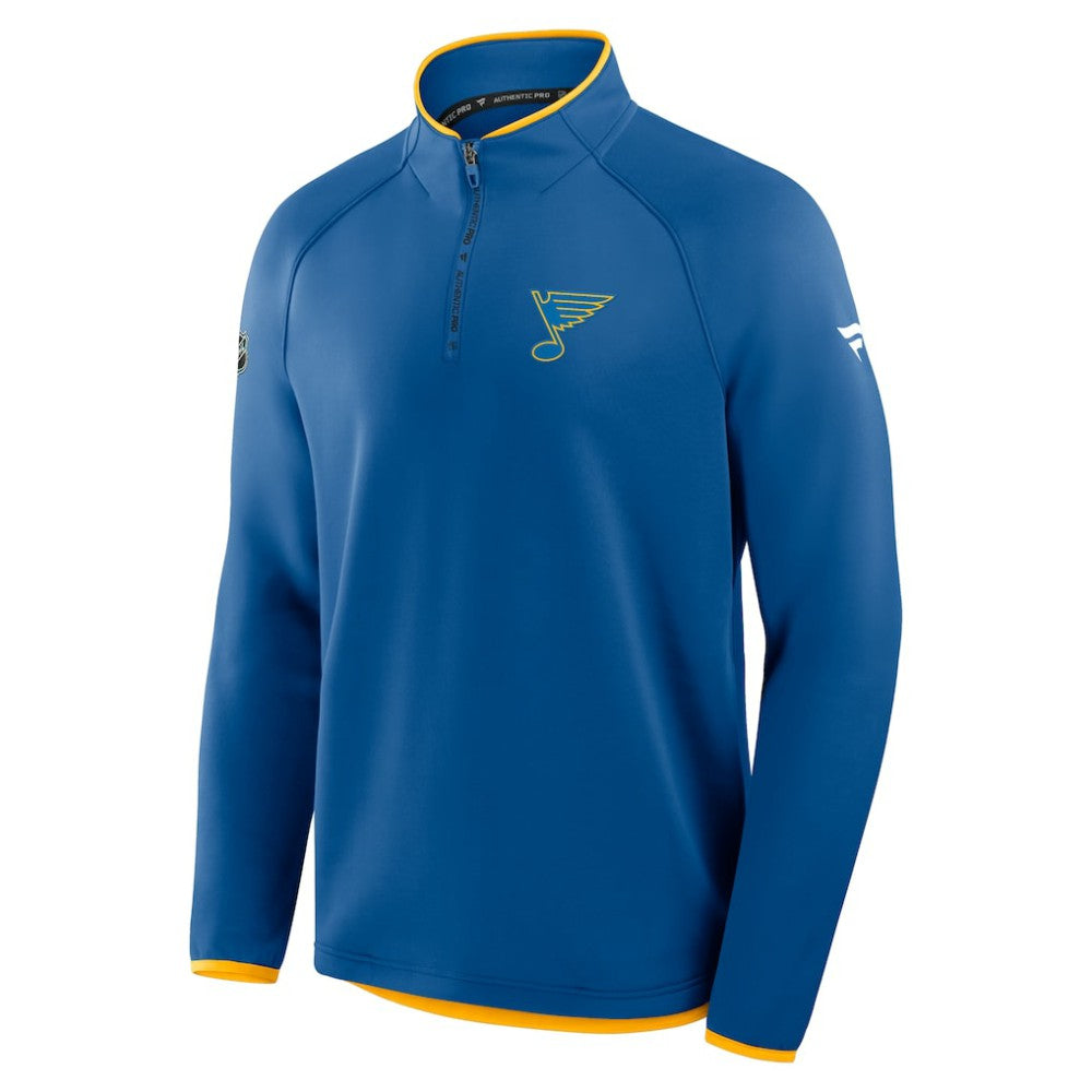 St. Louis Blues Fanatics Authentic Pro Rink Raglan Quarter-Zip Pullover