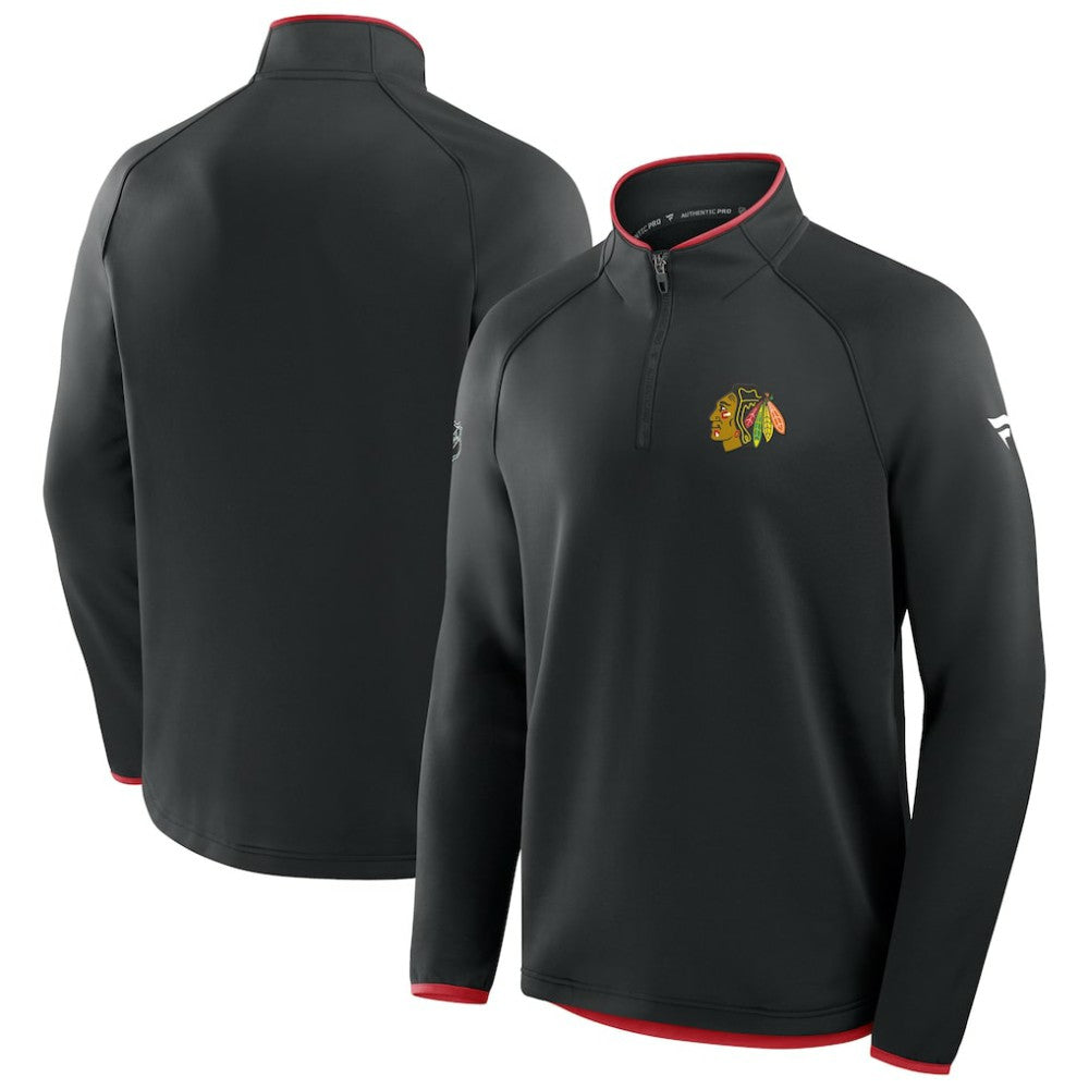 Chicago Blackhawks Fanatics Authentic Pro Rink Raglan Quarter-Zip Pullover