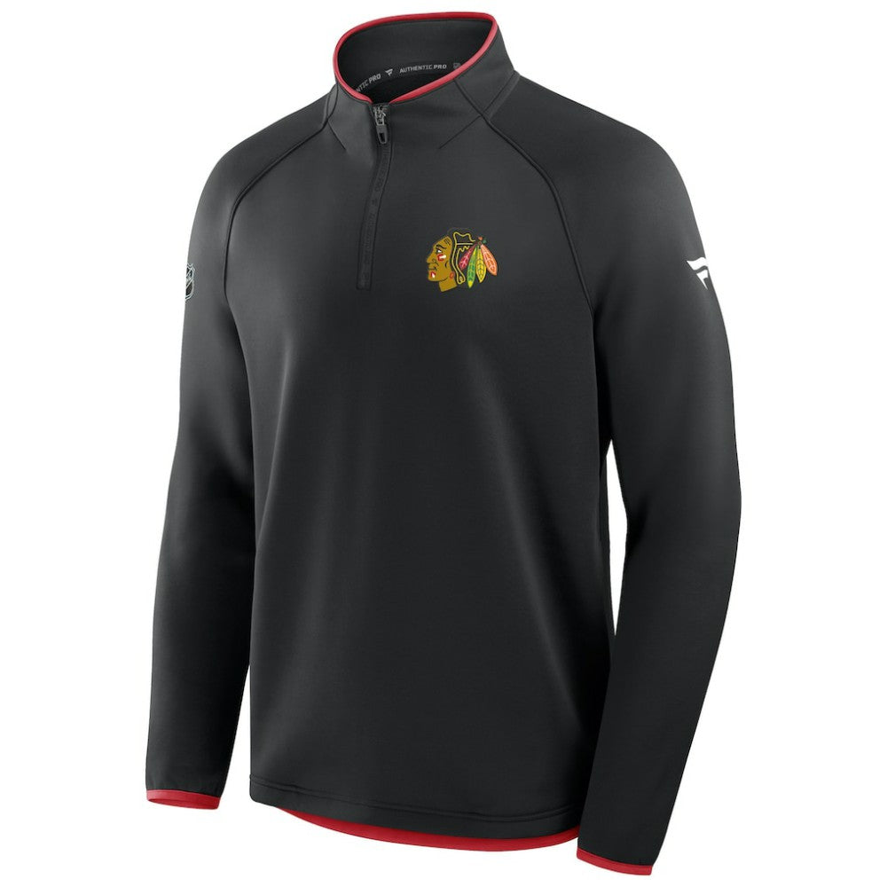 Chicago Blackhawks Fanatics Authentic Pro Rink Raglan Quarter-Zip Pullover