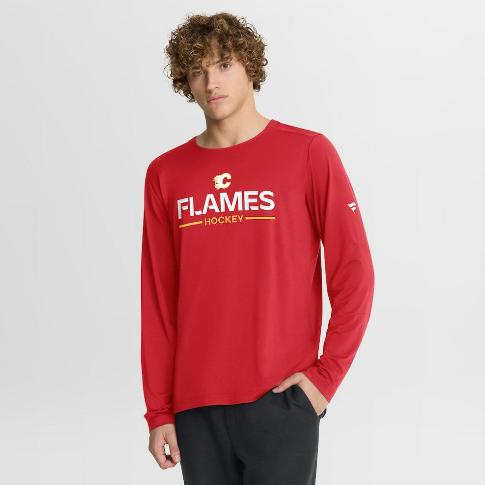 Calgary Flames Fanatics Authentic Pro Rink Tech Long Sleeve T-Shirt