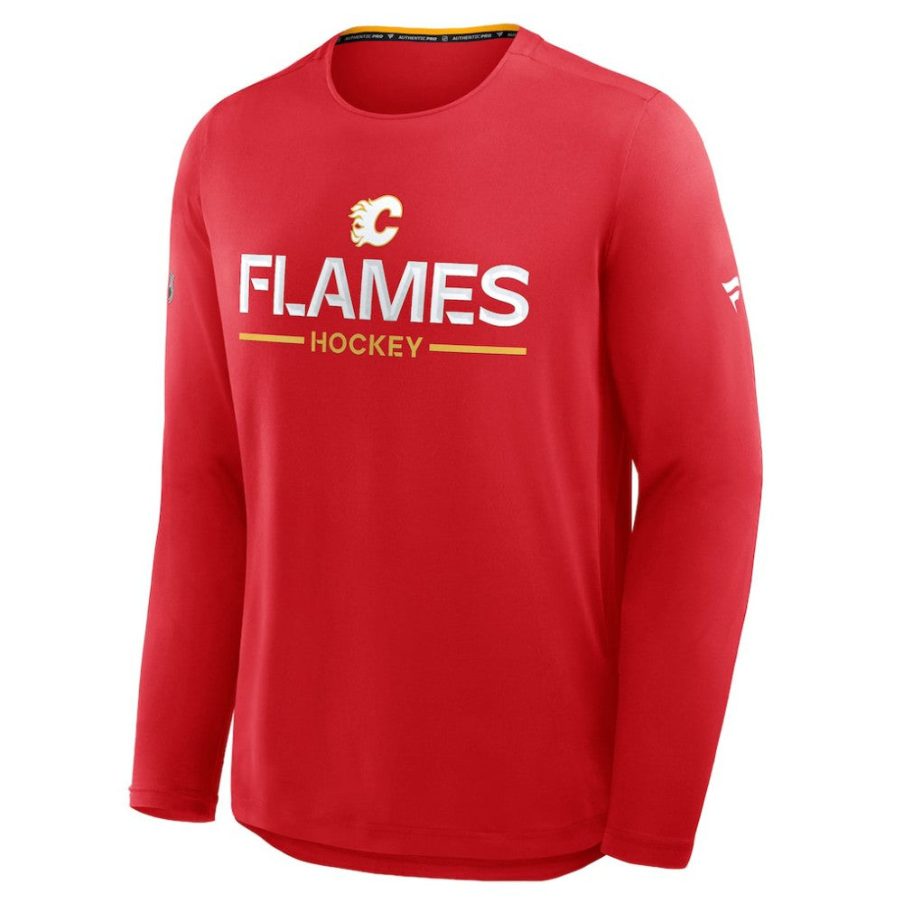 Calgary Flames Fanatics Authentic Pro Rink Tech Long Sleeve T-Shirt