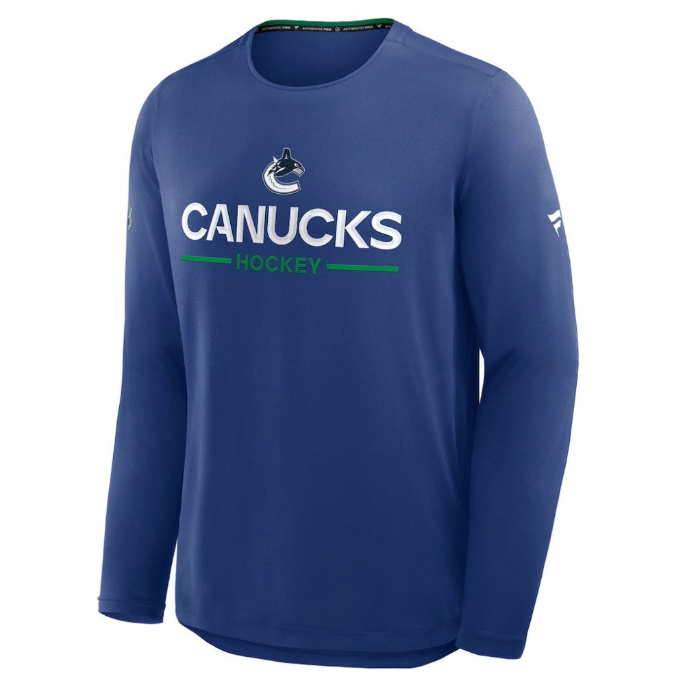 Vancouver Canucks Fanatics Authentic Pro Rink Tech Long Sleeve T-Shirt