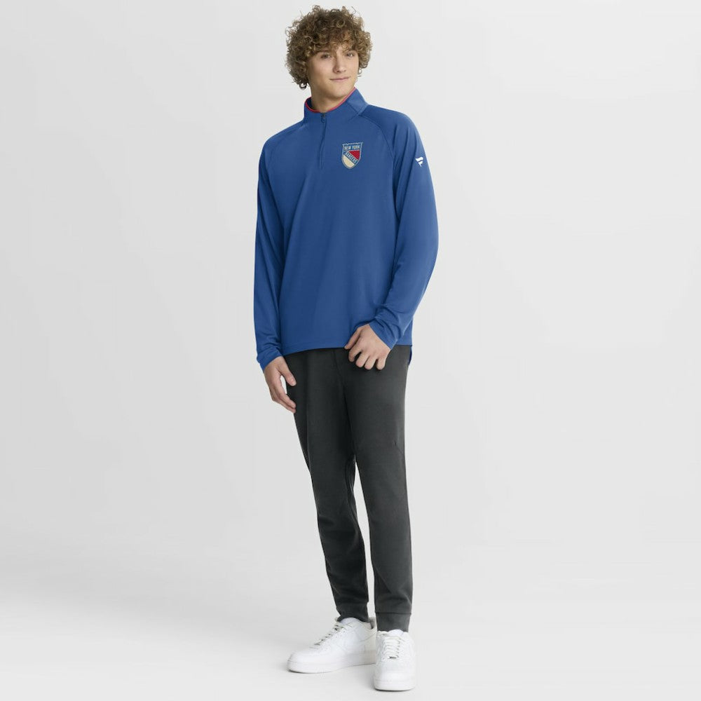 New York Rangers Fanatics Authentic Pro Rink Training Centennial Raglan Quarter-Zip Pullover