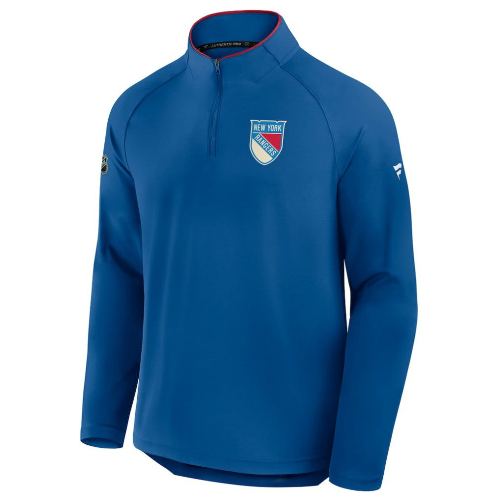New York Rangers Fanatics Authentic Pro Rink Training Centennial Raglan Quarter-Zip Pullover