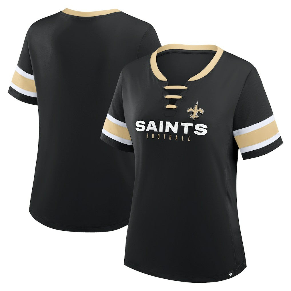 NFL New Orleans Saints Women's Redzone Draw Play Athena Lace-Up T-Shirt