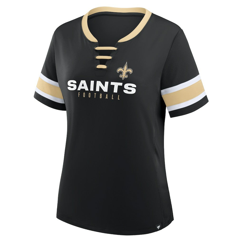 NFL New Orleans Saints Women's Redzone Draw Play Athena Lace-Up T-Shirt