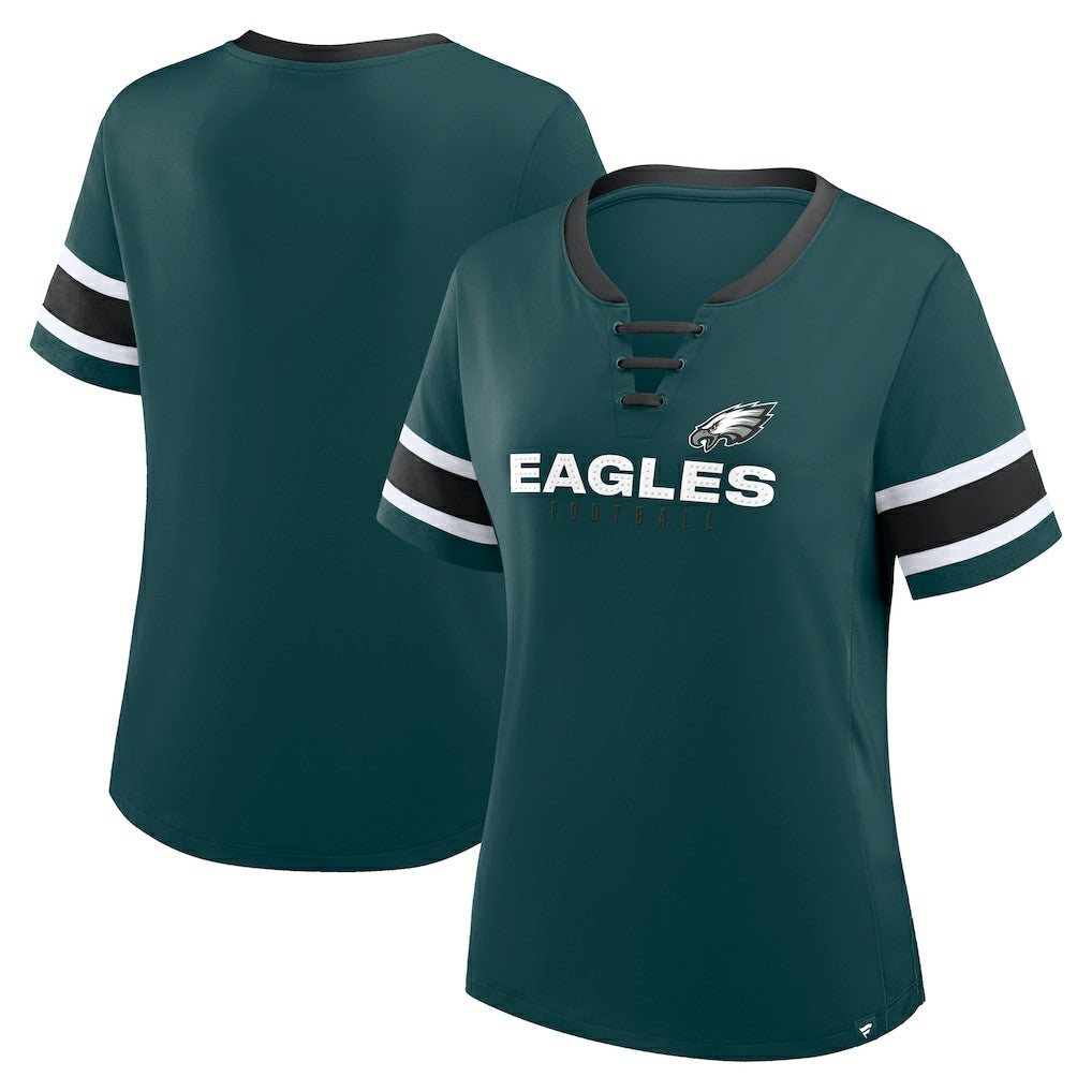NFL Philadelphia Eagles Women's Redzone Draw Play Athena Lace-Up T-Shirt