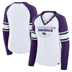 NFL Baltimore Ravens Women's Redzone Blitz Package Raglan Lace-Up V-Neck Long Sleeve T-Shirt