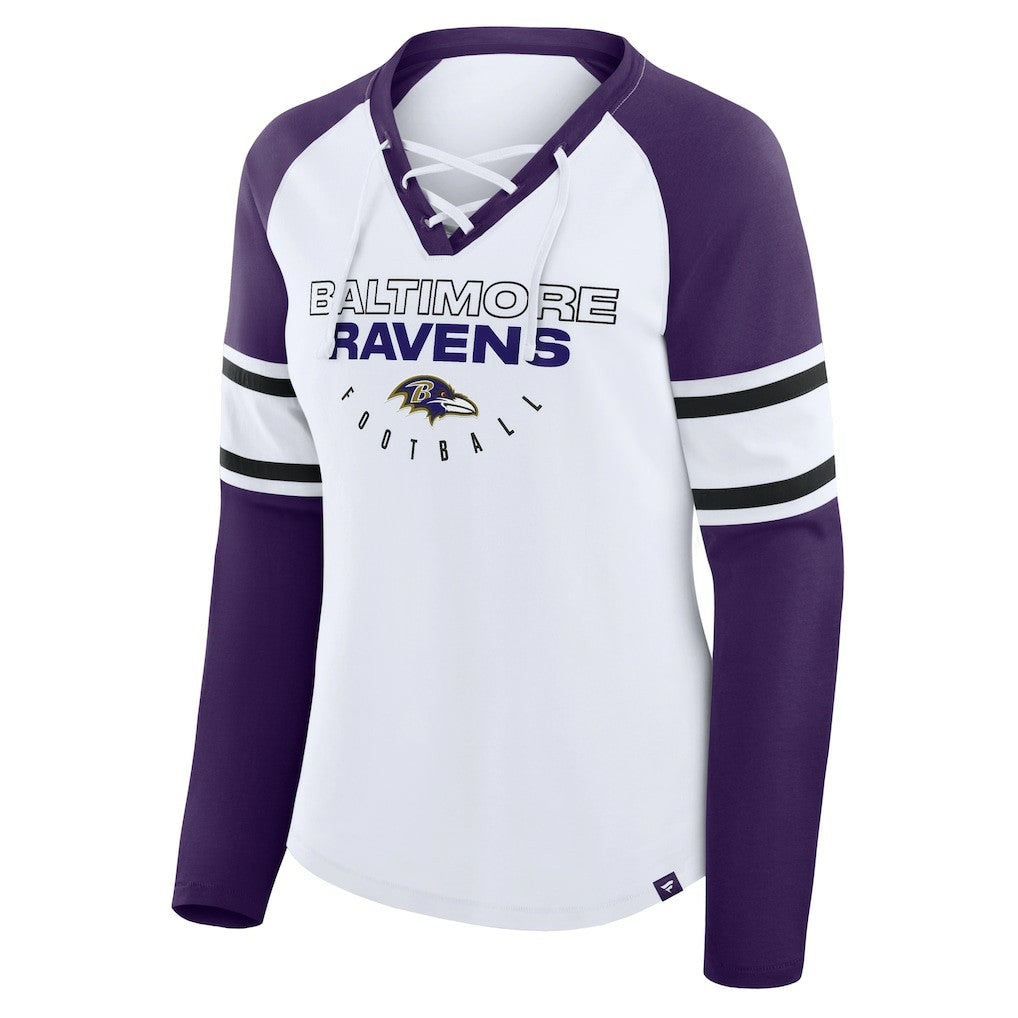 NFL Baltimore Ravens Women's Redzone Blitz Package Raglan Lace-Up V-Neck Long Sleeve T-Shirt