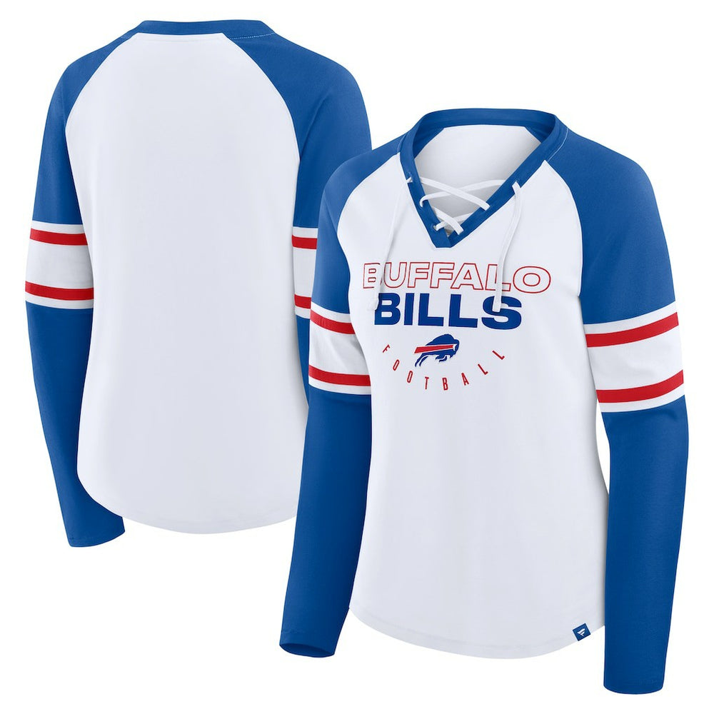NFL Buffalo Bills Women's Redzone Blitz Package Raglan Lace-Up V-Neck Long Sleeve T-Shirt