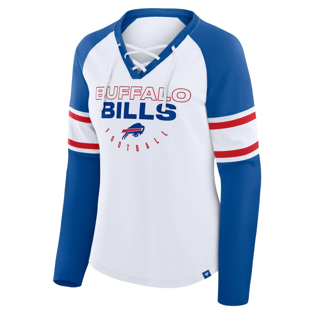 NFL Buffalo Bills Women's Redzone Blitz Package Raglan Lace-Up V-Neck Long Sleeve T-Shirt