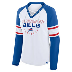 NFL Buffalo Bills Women's Redzone Blitz Package Raglan Lace-Up V-Neck Long Sleeve T-Shirt