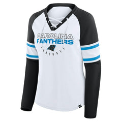 NFL Carolina Panthers Women's Redzone Blitz Package Raglan Lace-Up V-Neck Long Sleeve T-Shirt
