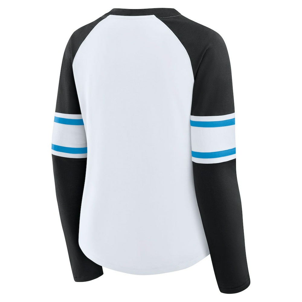 NFL Carolina Panthers Women's Redzone Blitz Package Raglan Lace-Up V-Neck Long Sleeve T-Shirt