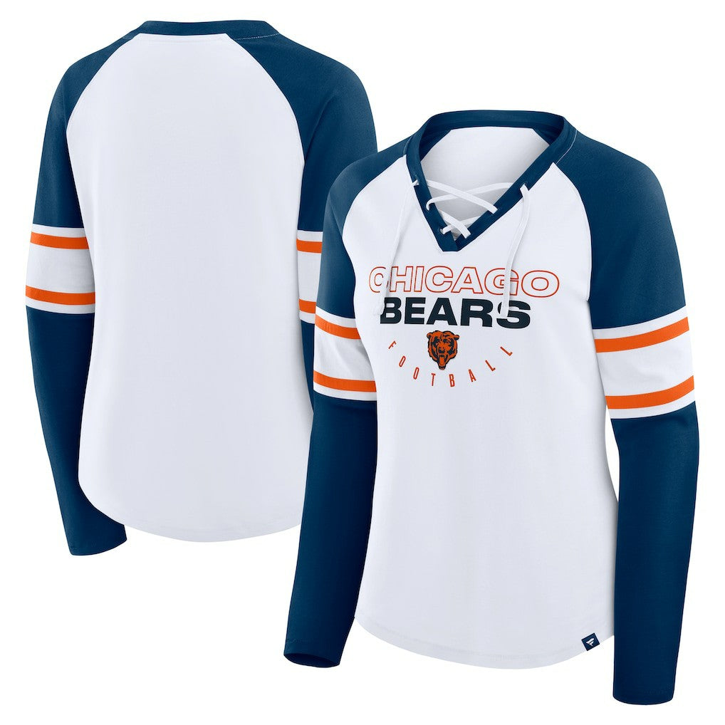 NFL Chicago Bears Women's Redzone Blitz Package Raglan Lace-Up V-Neck Long Sleeve T-Shirt
