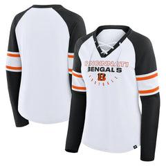NFL Cincinnati Bengals Women's Redzone Blitz Package Raglan Lace-Up V-Neck Long Sleeve T-Shirt
