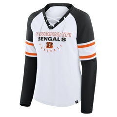 NFL Cincinnati Bengals Women's Redzone Blitz Package Raglan Lace-Up V-Neck Long Sleeve T-Shirt