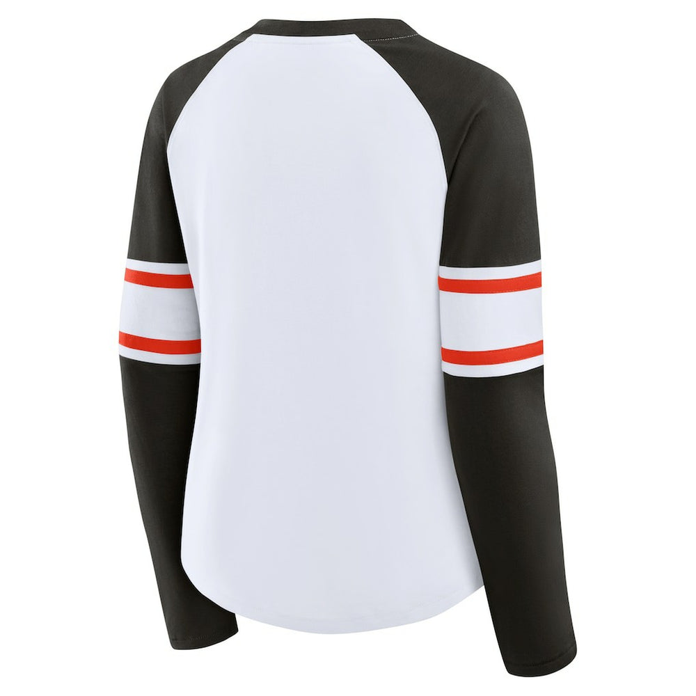 NFL Cleveland Browns Women's Redzone Blitz Package Raglan Lace-Up V-Neck Long Sleeve T-Shirt