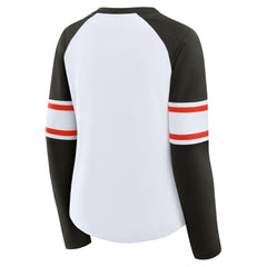 NFL Cleveland Browns Women's Redzone Blitz Package Raglan Lace-Up V-Neck Long Sleeve T-Shirt