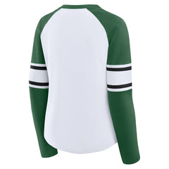 NFL New York Jets Women's Redzone Blitz Package Raglan Lace-Up V-Neck Long Sleeve T-Shirt