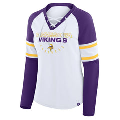 NFL Minnesota Vikings Women's Redzone Blitz Package Raglan Lace-Up V-Neck Long Sleeve T-Shirt