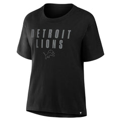 NFL Detroit Lions Women's Blackout Kneel Down Legacy T-Shirt