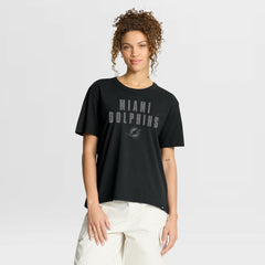 NFL Miami Dolphins Women's Blackout Kneel Down Legacy T-Shirt