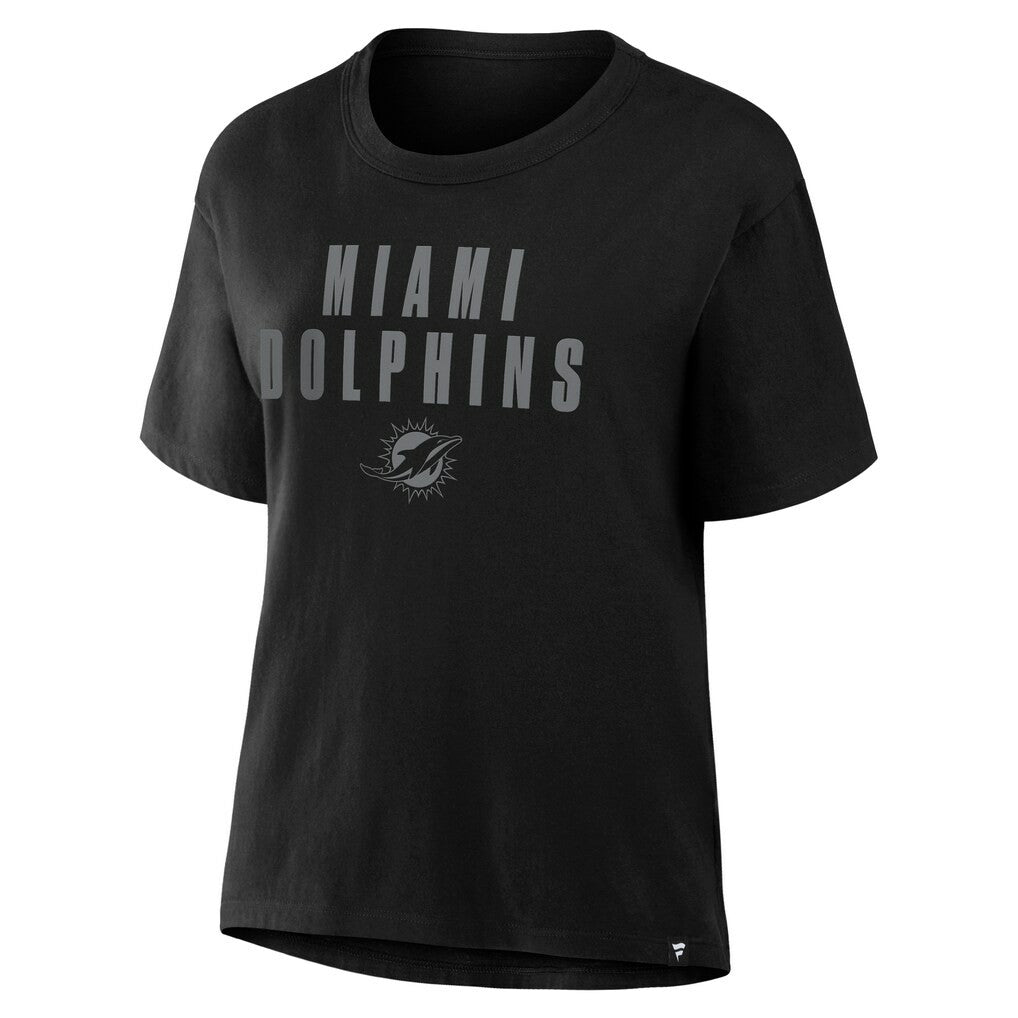 NFL Miami Dolphins Women's Blackout Kneel Down Legacy T-Shirt
