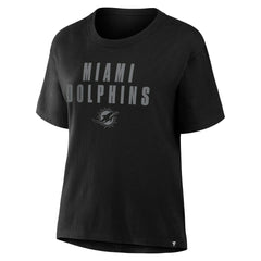 NFL Miami Dolphins Women's Blackout Kneel Down Legacy T-Shirt