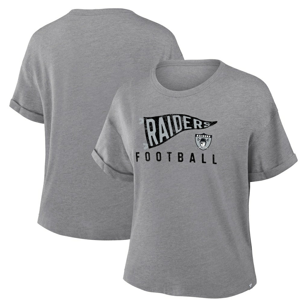 NFL Las Vegas Raiders Women's Pennant Wave Tribute Tri-Blend Boxy T-Shirt