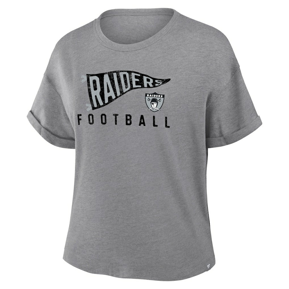 NFL Las Vegas Raiders Women's Pennant Wave Tribute Tri-Blend Boxy T-Shirt