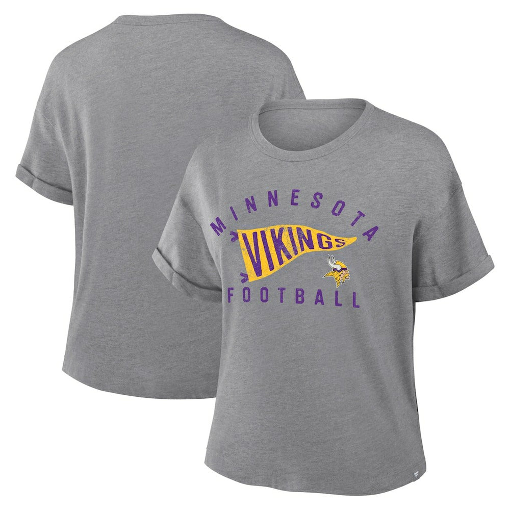 NFL Minnesota Vikings Women's Pennant Wave Tribute Tri-Blend Boxy T-Shirt