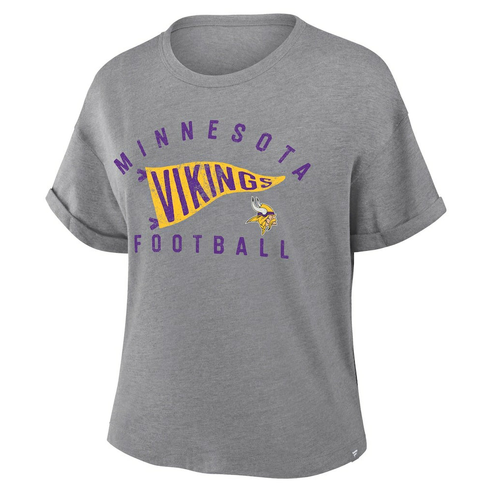 NFL Minnesota Vikings Women's Pennant Wave Tribute Tri-Blend Boxy T-Shirt