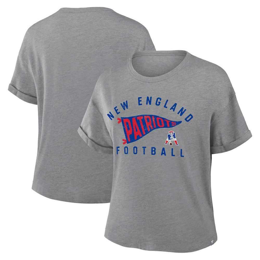 NFL New England Patriots Women's Pennant Wave Tribute Tri-Blend Boxy T-Shirt