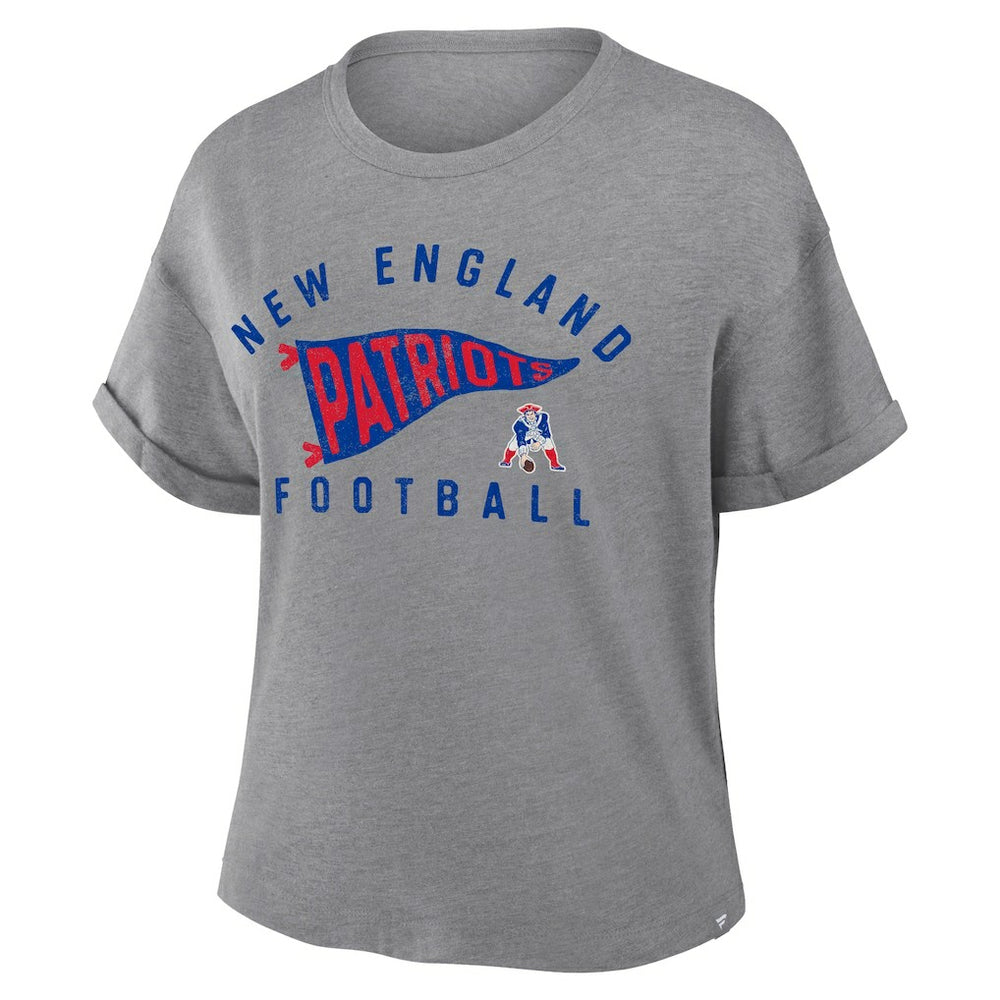 NFL New England Patriots Women's Pennant Wave Tribute Tri-Blend Boxy T-Shirt