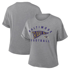 NFL Baltimore Ravens Women's Pennant Wave Tribute Tri-Blend Boxy T-Shirt