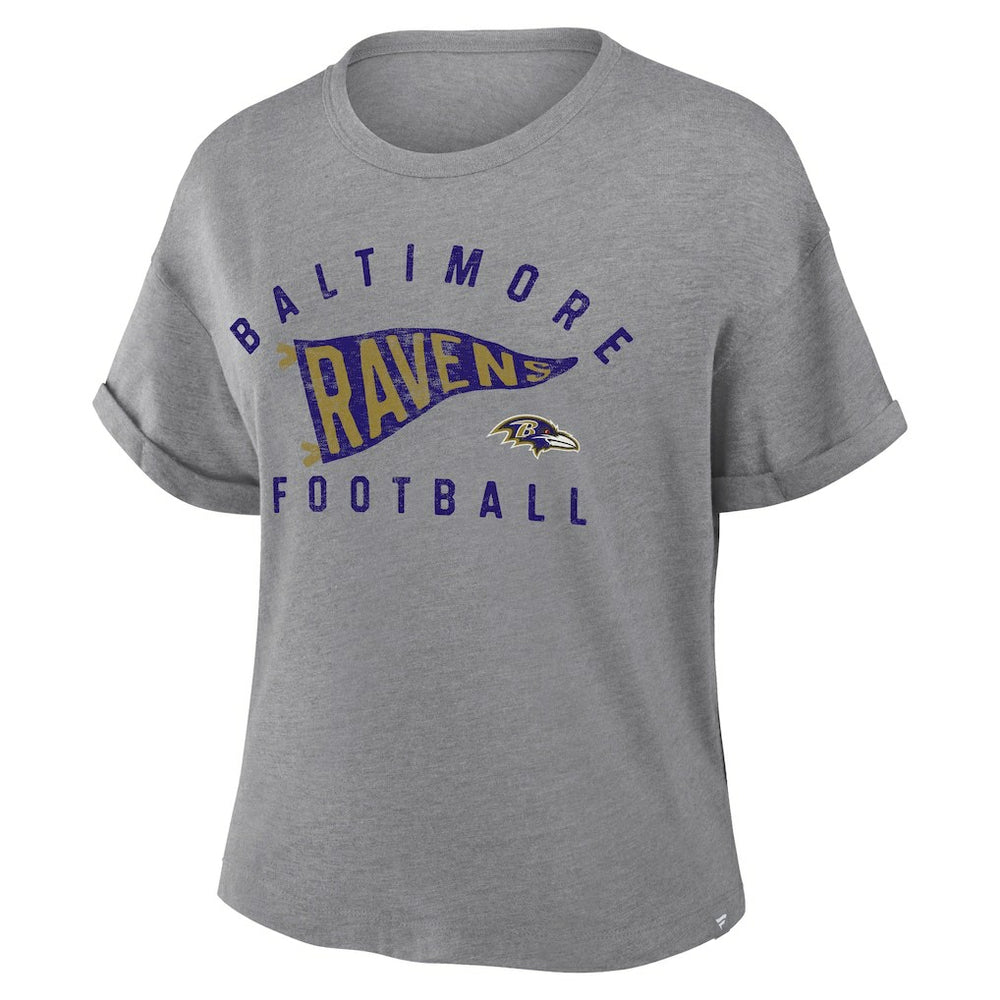 NFL Baltimore Ravens Women's Pennant Wave Tribute Tri-Blend Boxy T-Shirt