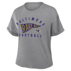 NFL Baltimore Ravens Women's Pennant Wave Tribute Tri-Blend Boxy T-Shirt