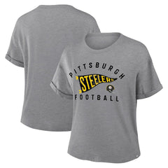 NFL Pittsburgh Steelers Women's Pennant Wave Tribute Tri-Blend Boxy T-Shirt