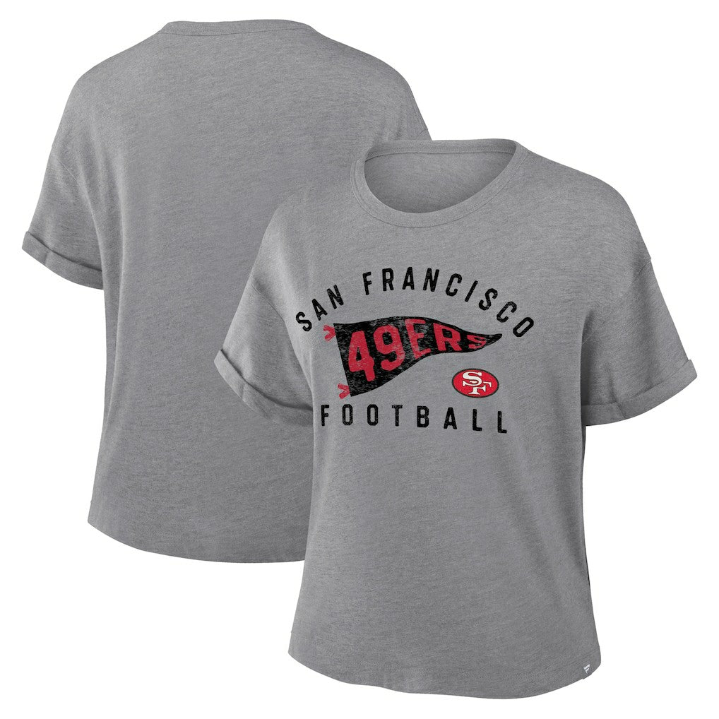 NFL San Francisco 49ers Women's Pennant Wave Tribute Tri-Blend Boxy T-Shirt