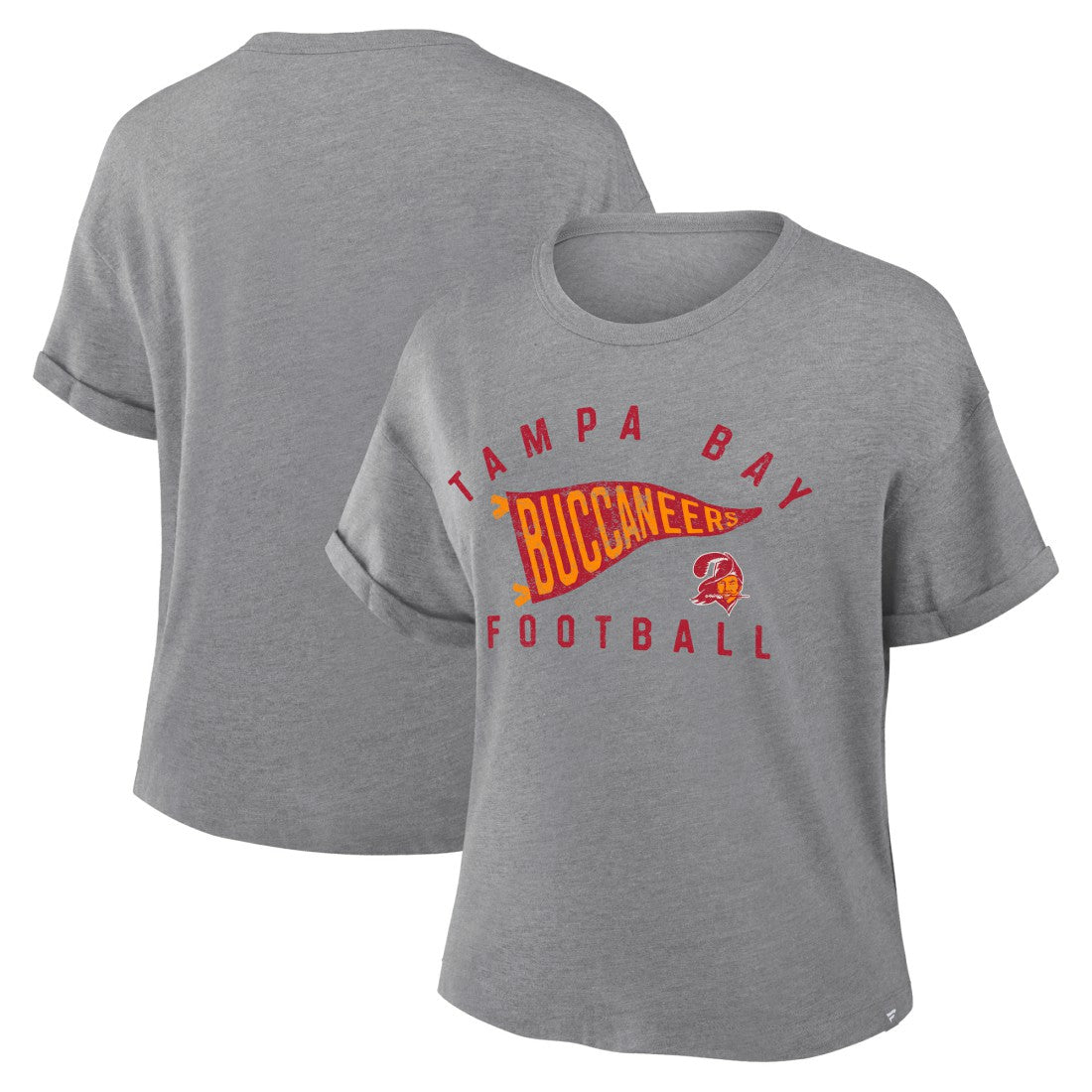 NFL Tampa Bay Buccaneers Women's Pennant Wave Tribute Tri-Blend Boxy T-Shirt