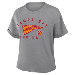 NFL Tampa Bay Buccaneers Women's Pennant Wave Tribute Tri-Blend Boxy T-Shirt