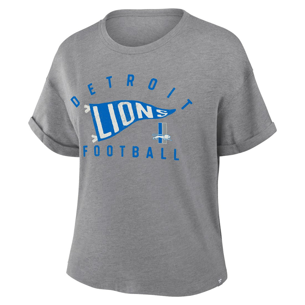 NFL Detroit Lions Women's Pennant Wave Tribute Tri-Blend Boxy T-Shirt
