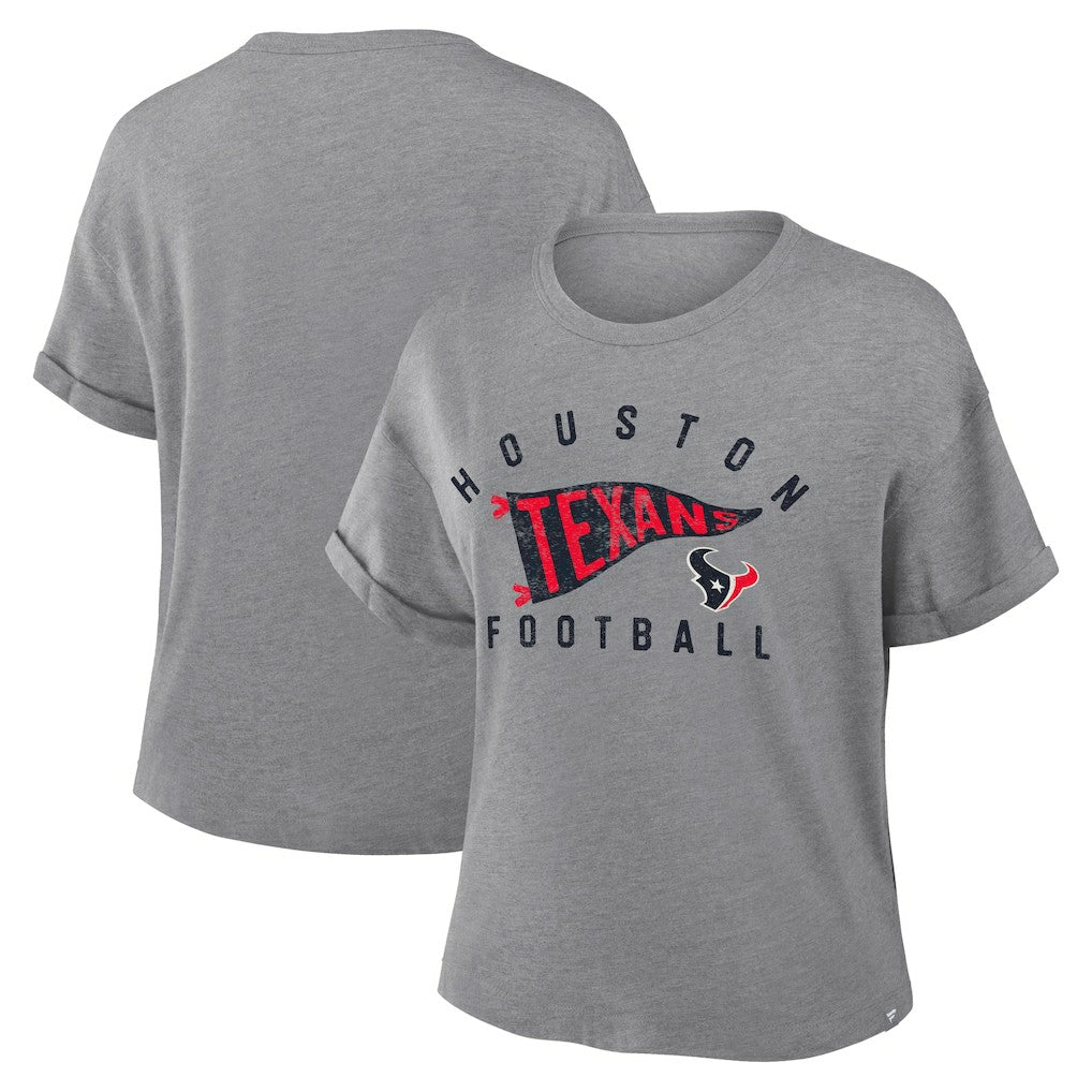 NFL Houston Texans Women's Pennant Wave Tribute Tri-Blend Boxy T-Shirt