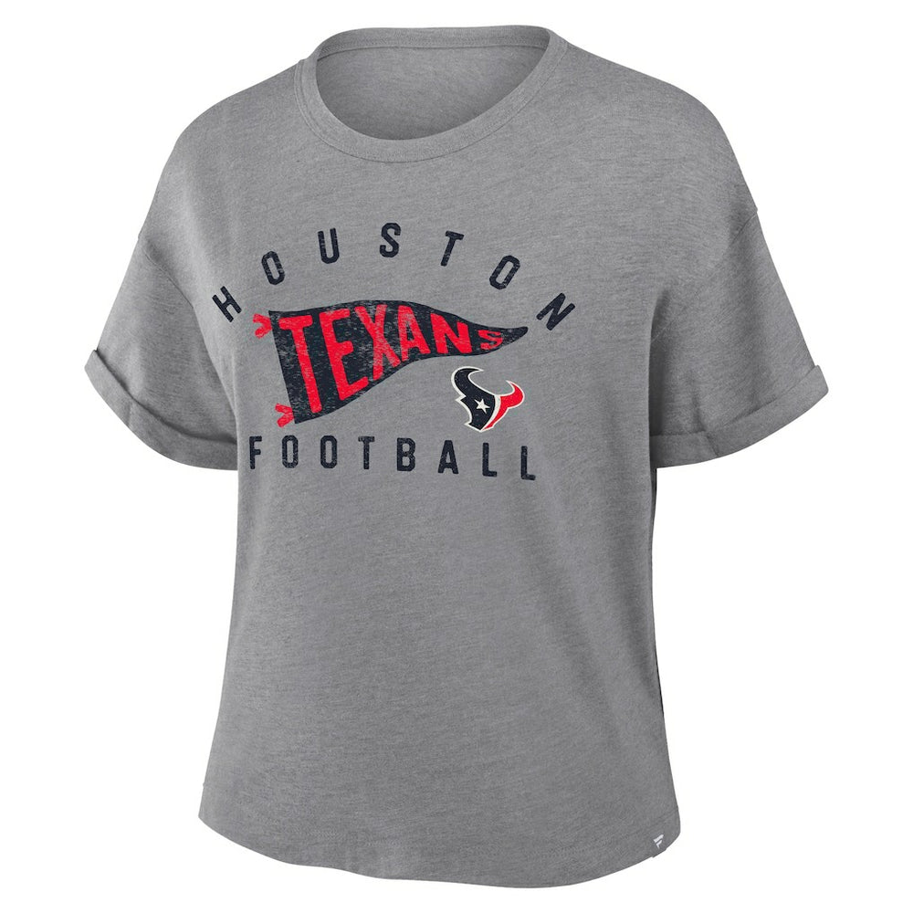 NFL Houston Texans Women's Pennant Wave Tribute Tri-Blend Boxy T-Shirt